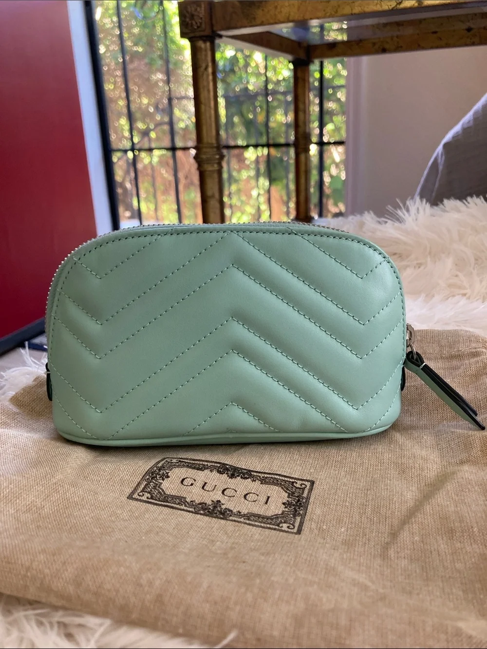 Gucci Mint Green Cosmetic Pouch Case
